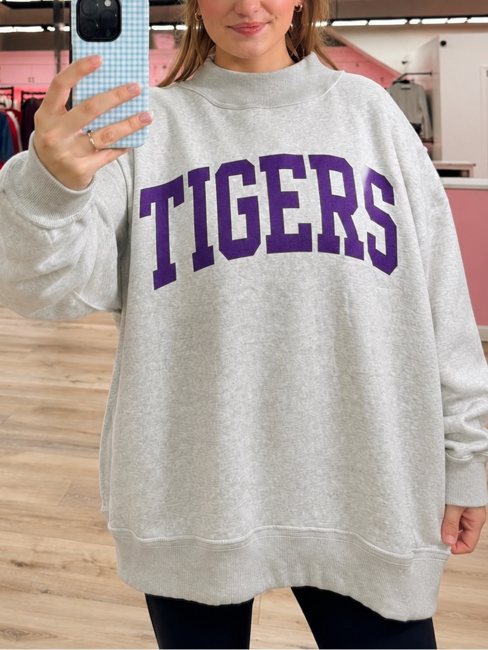 LSU Reversible Mock Neck Sweatshirt | Geaux/Tigers | Oversized